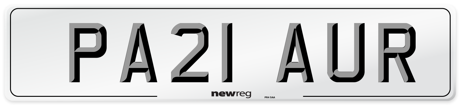PA21 AUR Front Number Plate