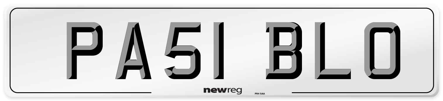 PA51 BLO Front Number Plate
