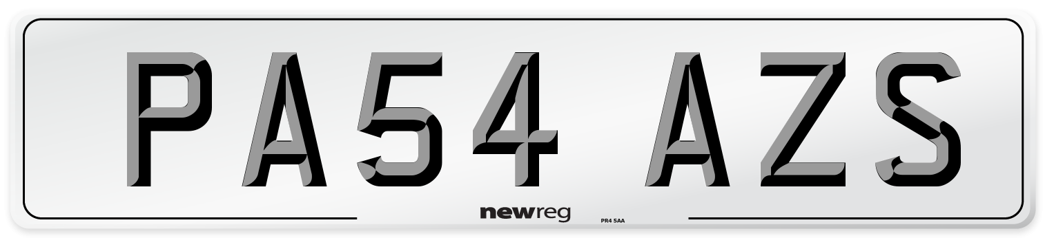 PA54 AZS Front Number Plate