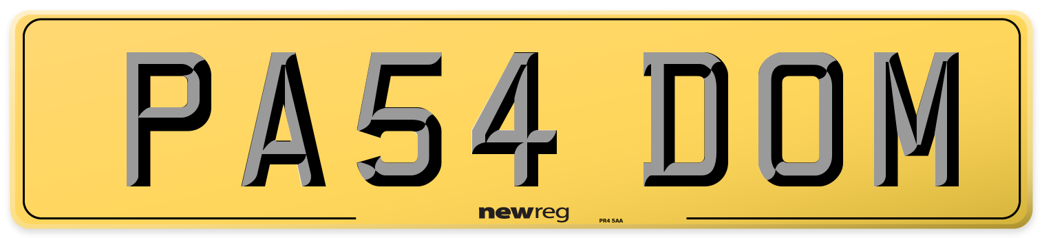 PA54 DOM Rear Number Plate