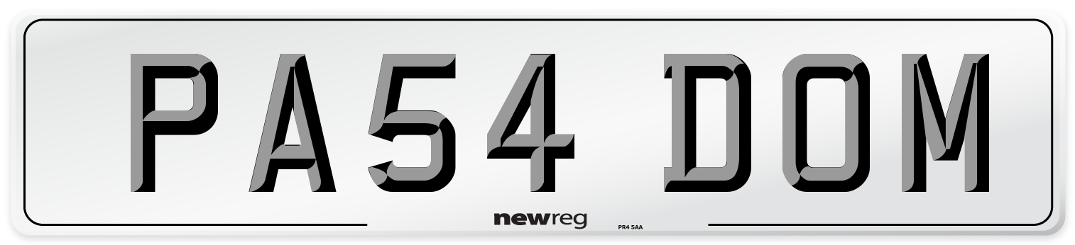 PA54 DOM Front Number Plate