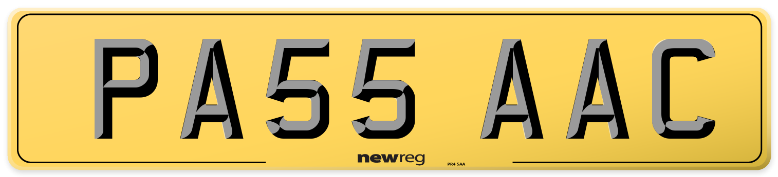 PA55 AAC Rear Number Plate