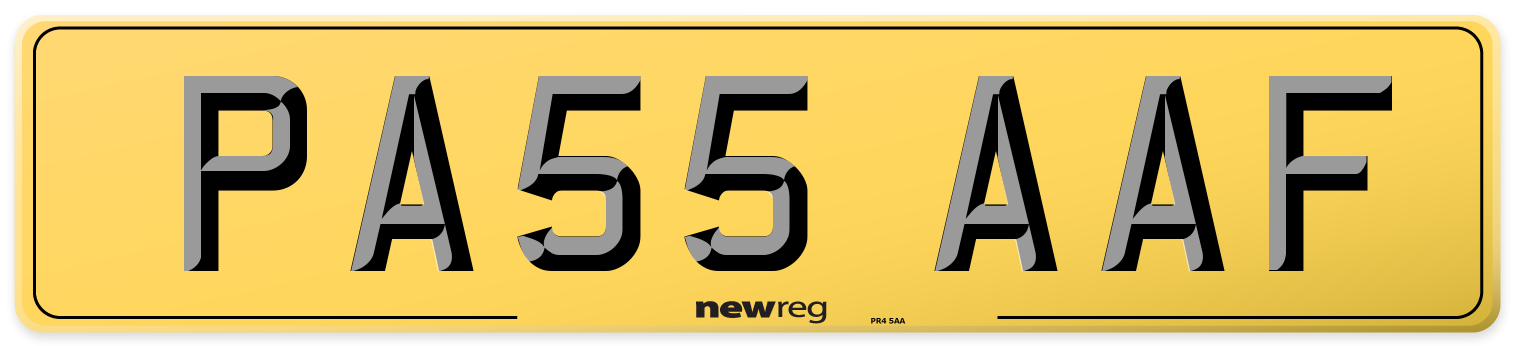 PA55 AAF Rear Number Plate