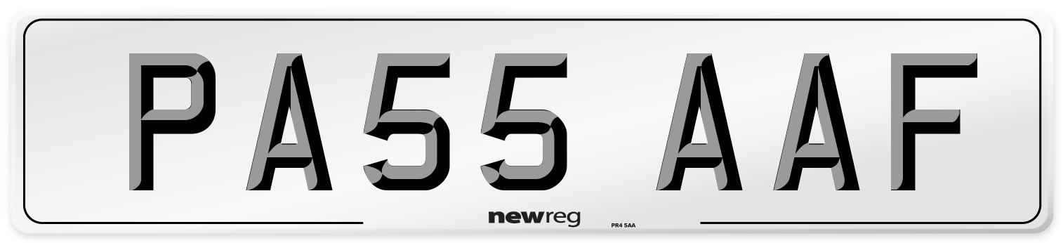 PA55 AAF Front Number Plate