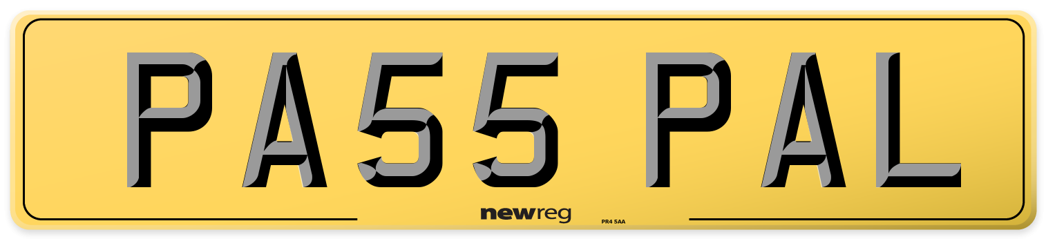 PA55 PAL Rear Number Plate
