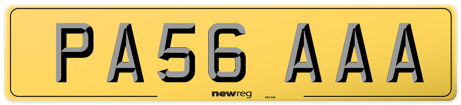 PA56 AAA Rear Number Plate
