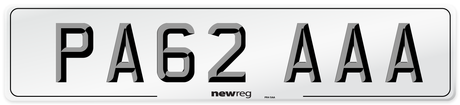 PA62 AAA Front Number Plate