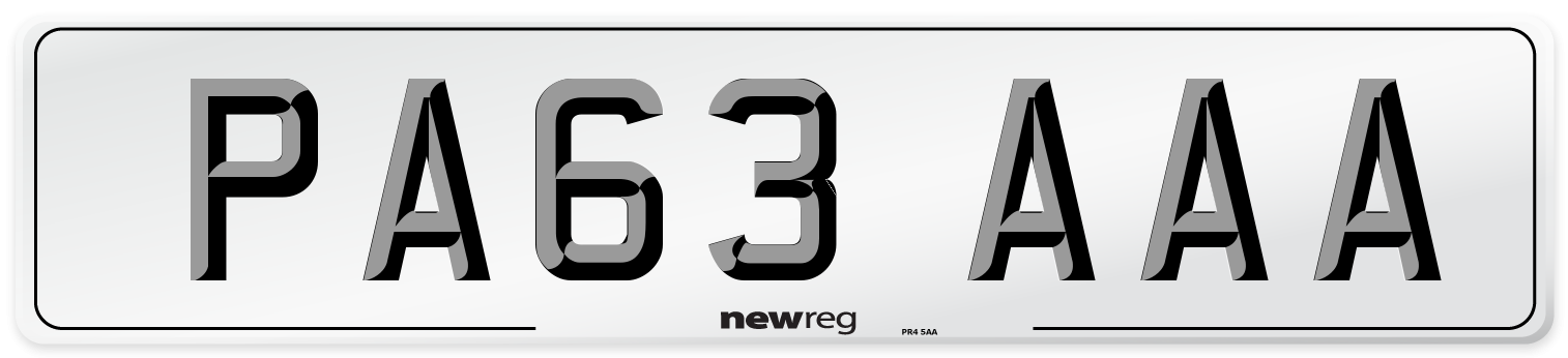 PA63 AAA Front Number Plate