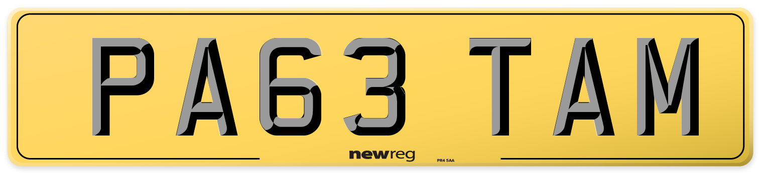 PA63 TAM Rear Number Plate