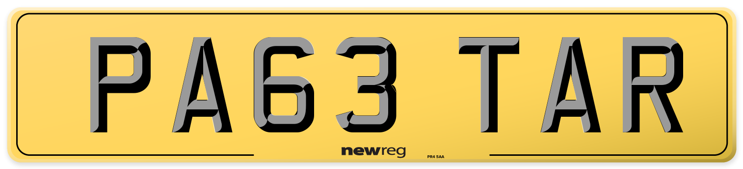 PA63 TAR Rear Number Plate