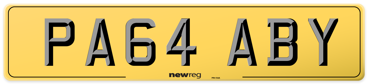 PA64 ABY Rear Number Plate