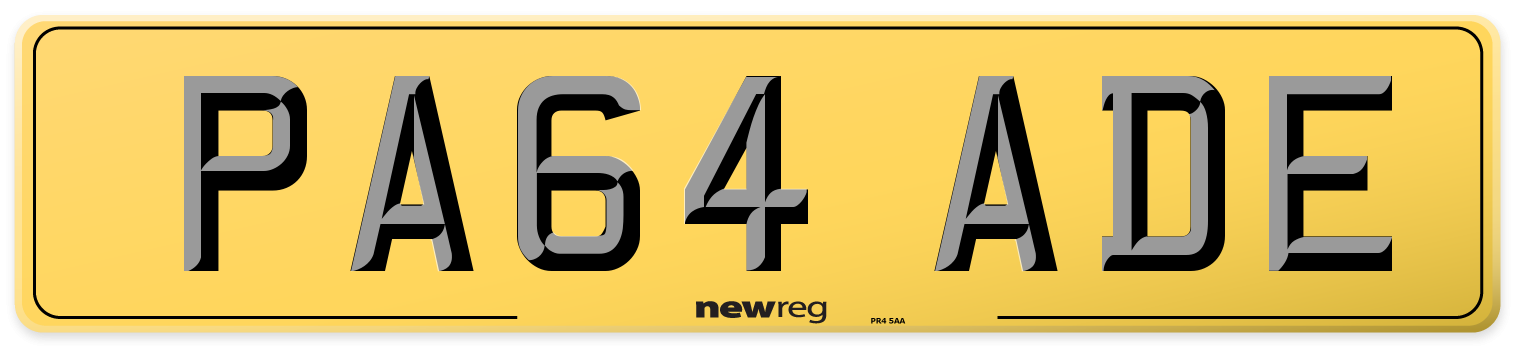 PA64 ADE Rear Number Plate