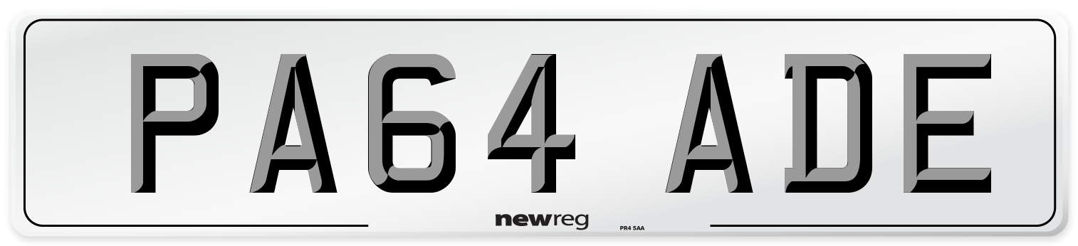 PA64 ADE Front Number Plate