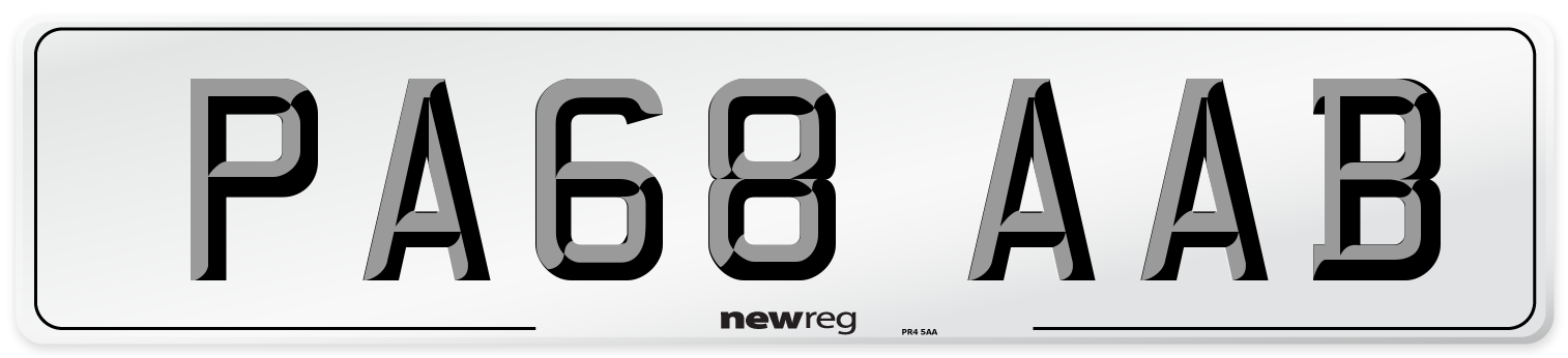 PA68 AAB Front Number Plate