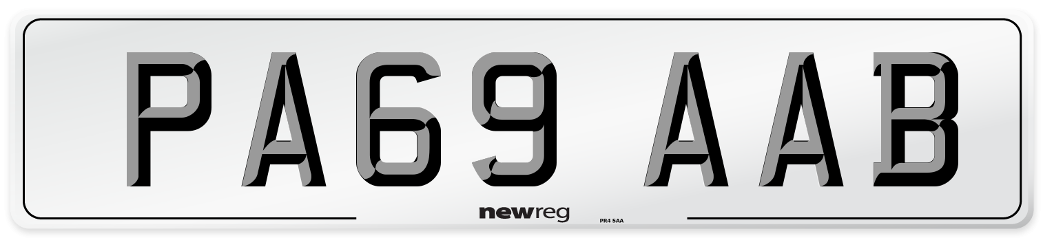 PA69 AAB Front Number Plate