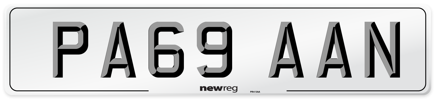 PA69 AAN Front Number Plate