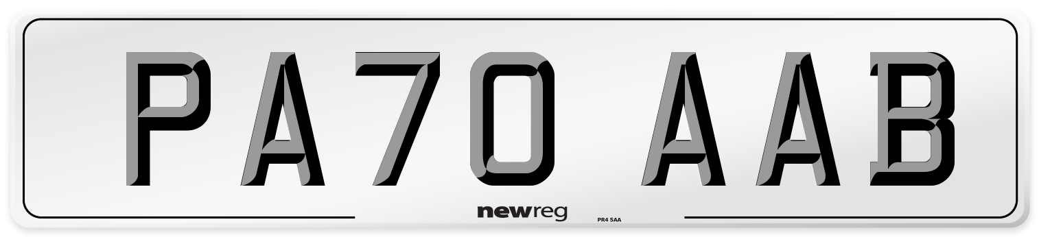 PA70 AAB Front Number Plate
