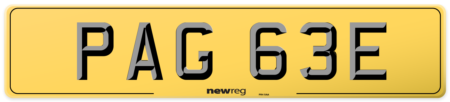 PAG 63E Rear Number Plate