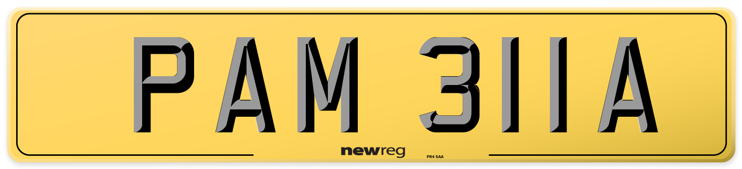 PAM 311A Rear Number Plate