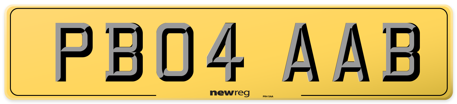 PB04 AAB Rear Number Plate
