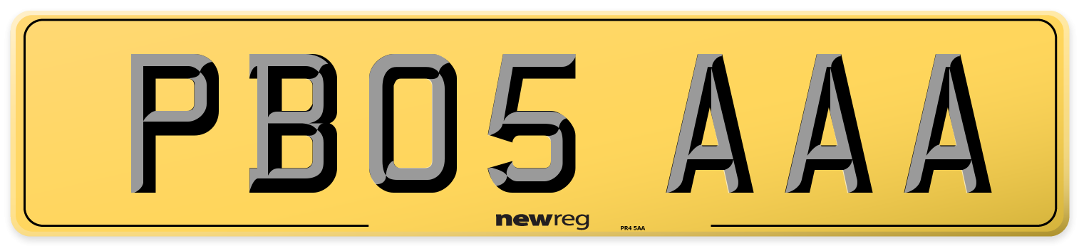 PB05 AAA Rear Number Plate