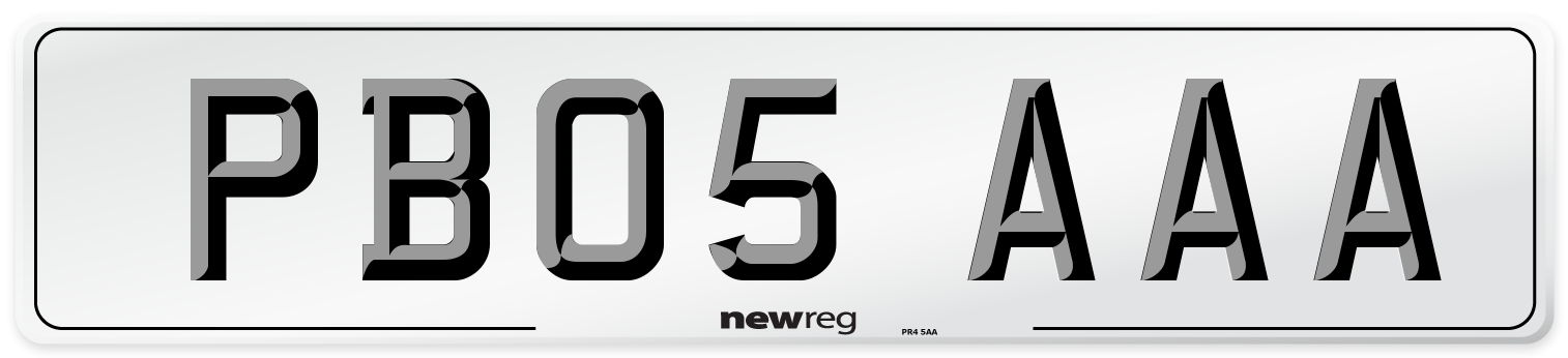 PB05 AAA Front Number Plate