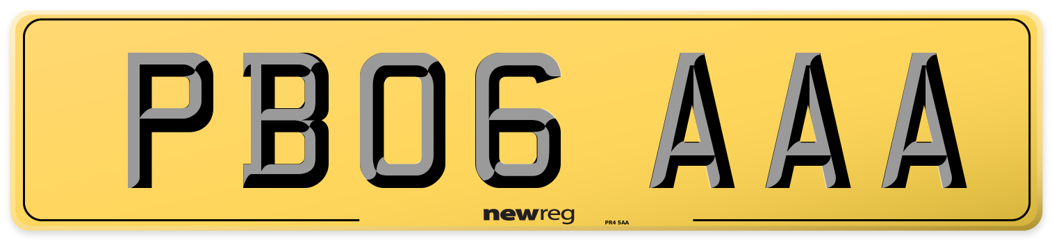 PB06 AAA Rear Number Plate