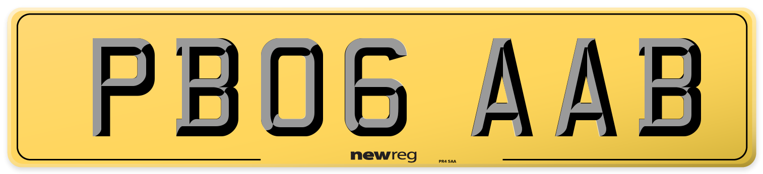 PB06 AAB Rear Number Plate