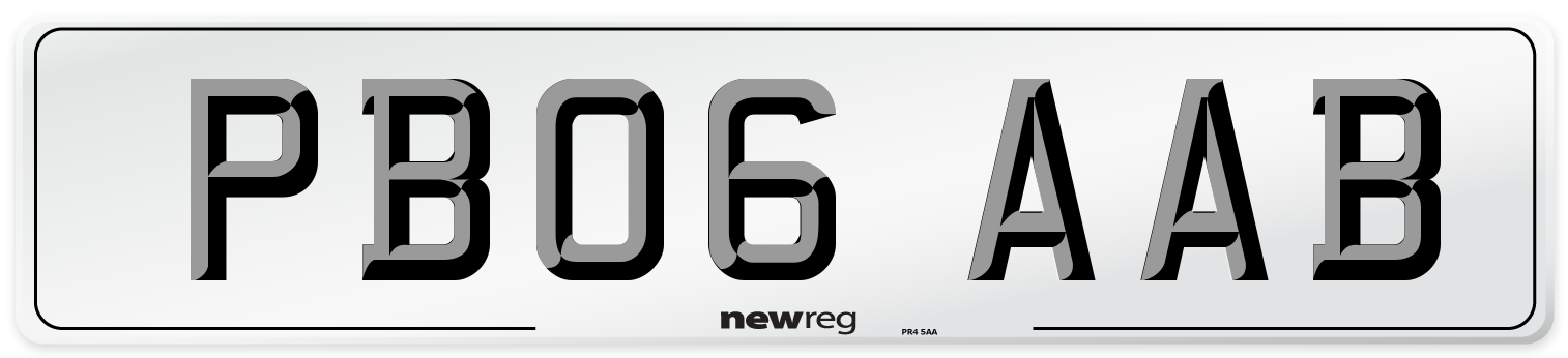 PB06 AAB Front Number Plate