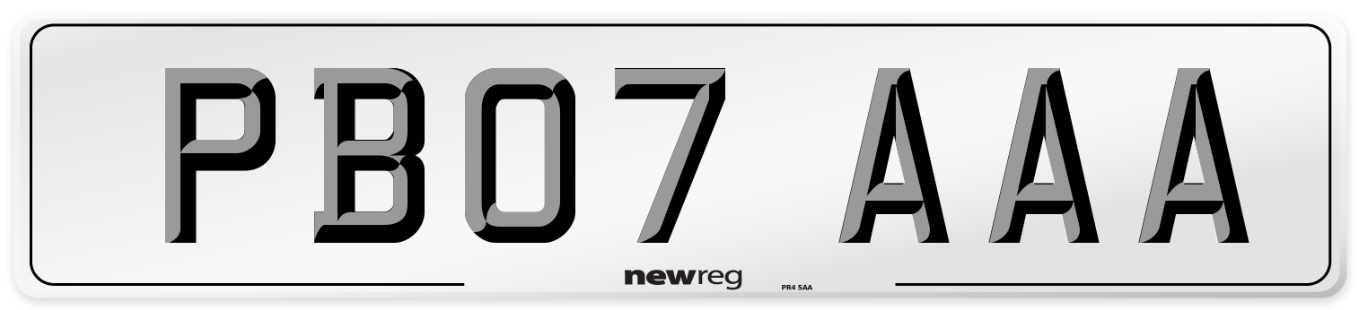 PB07 AAA Front Number Plate