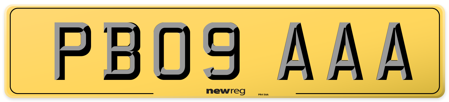 PB09 AAA Rear Number Plate
