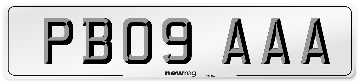 PB09 AAA Front Number Plate
