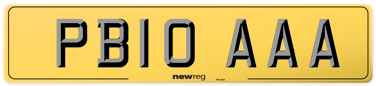 PB10 AAA Rear Number Plate