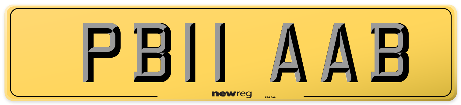 PB11 AAB Rear Number Plate