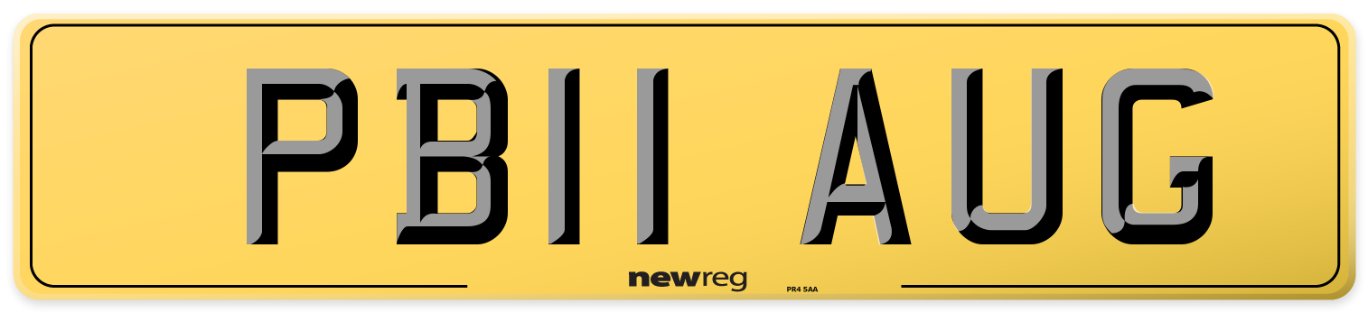 PB11 AUG Rear Number Plate