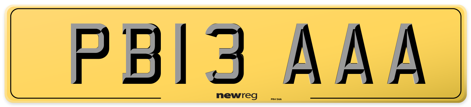 PB13 AAA Rear Number Plate