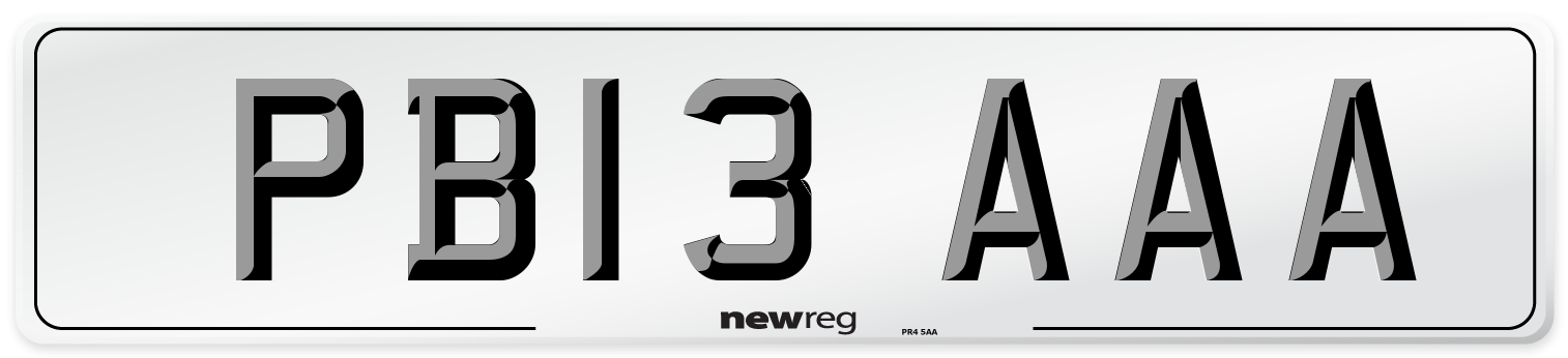 PB13 AAA Front Number Plate