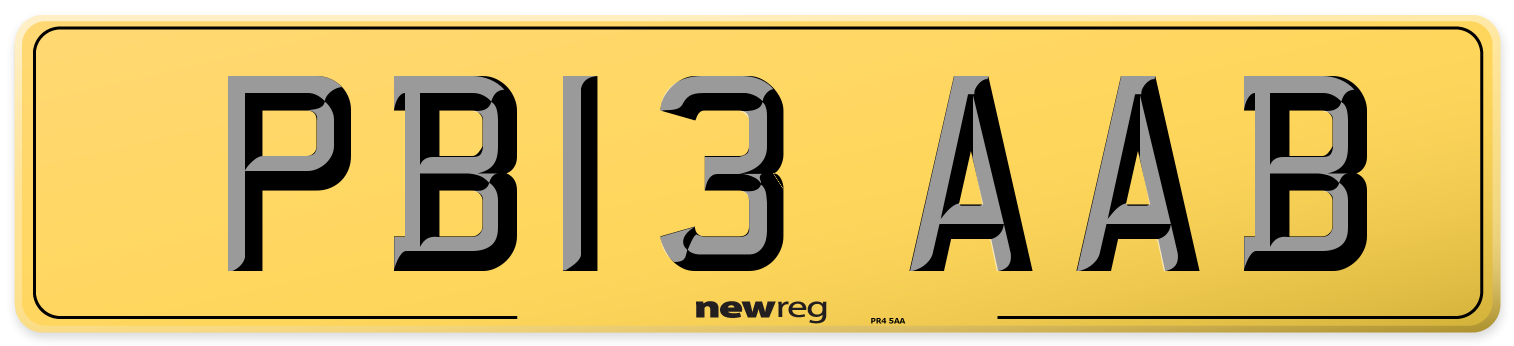 PB13 AAB Rear Number Plate