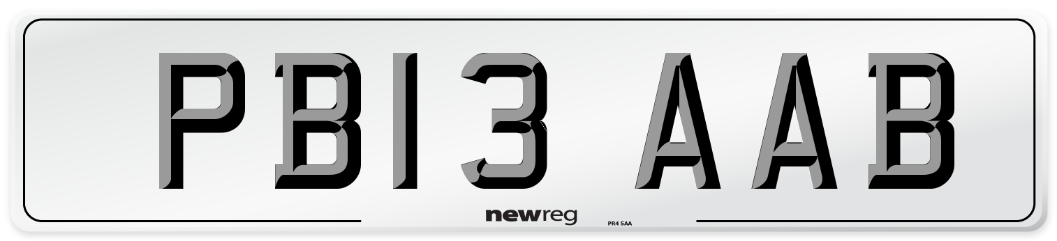 PB13 AAB Front Number Plate