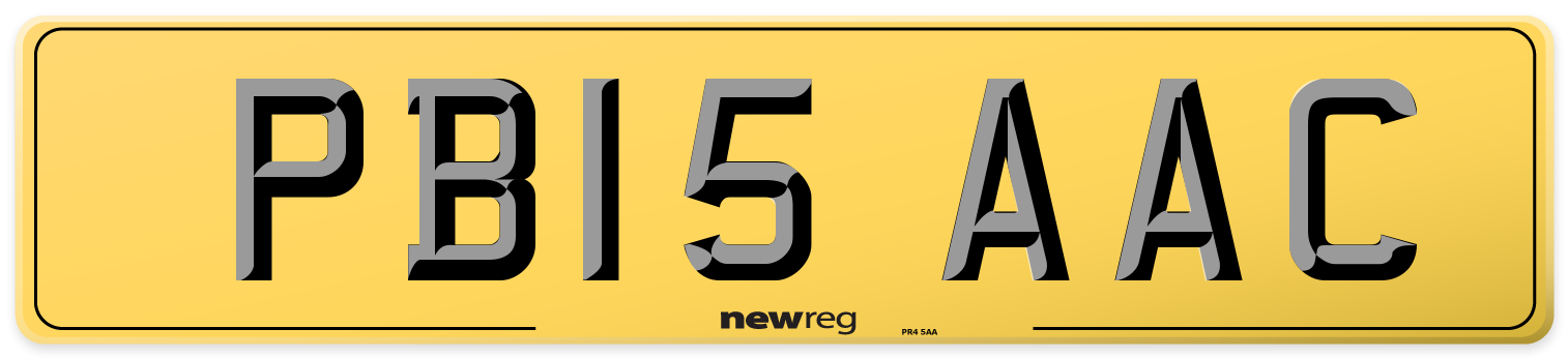 PB15 AAC Rear Number Plate