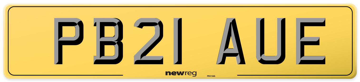 PB21 AUE Rear Number Plate