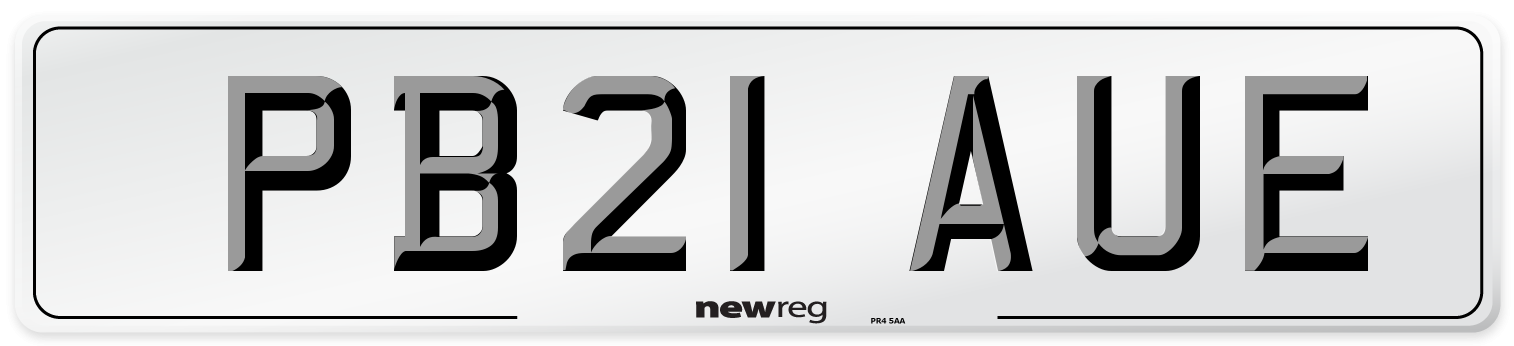 PB21 AUE Front Number Plate
