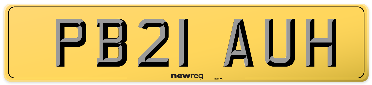 PB21 AUH Rear Number Plate