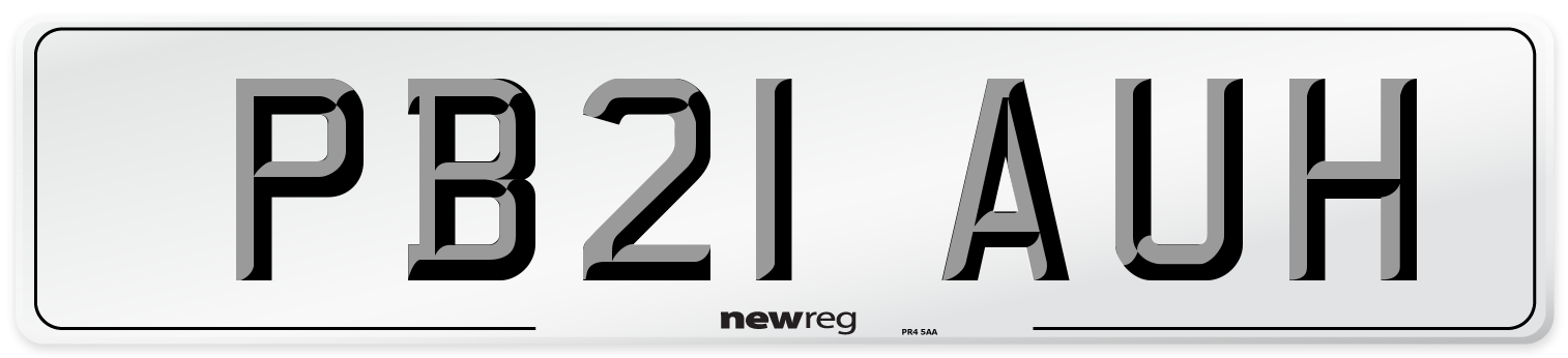 PB21 AUH Front Number Plate