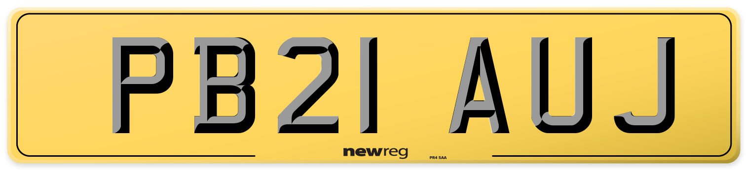 PB21 AUJ Rear Number Plate