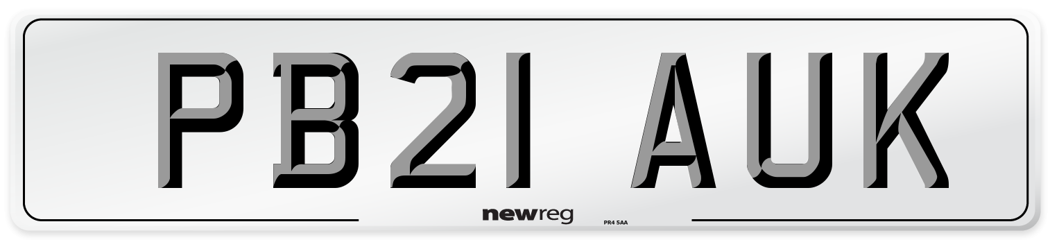 PB21 AUK Front Number Plate