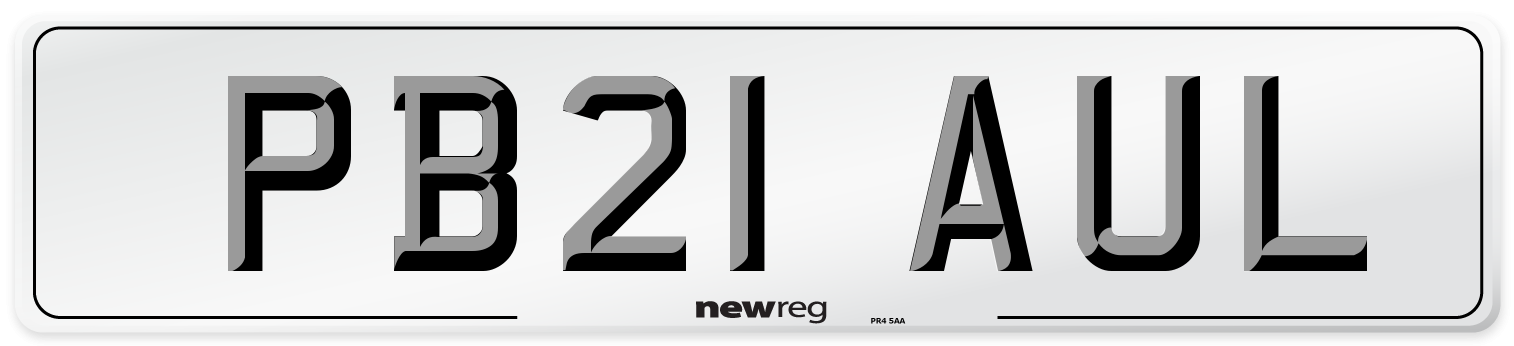 PB21 AUL Front Number Plate