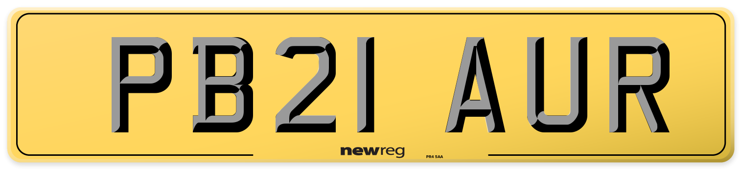 PB21 AUR Rear Number Plate