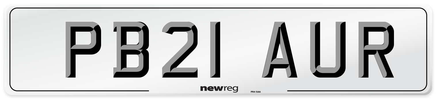 PB21 AUR Front Number Plate