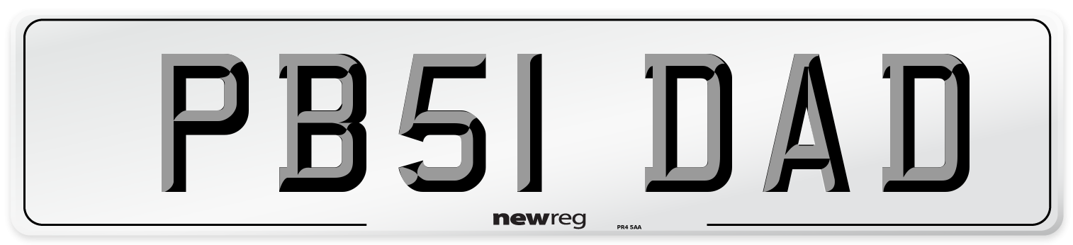 PB51 DAD Front Number Plate